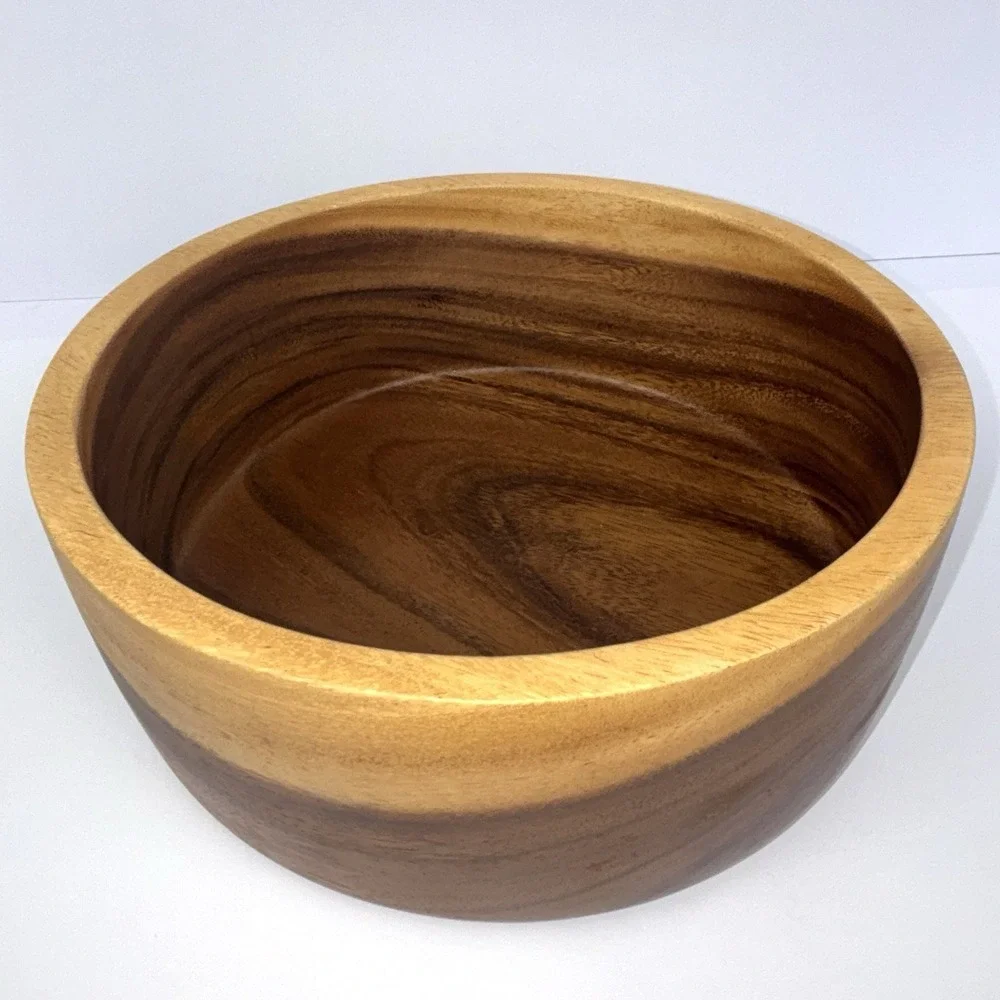 Acacia Wood Bowl Hand Turned Rustic Farmhouse Boho Serving Salad Fruit Bowl 10